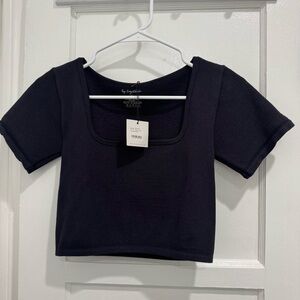 By Together Black Ribbed Crop Top